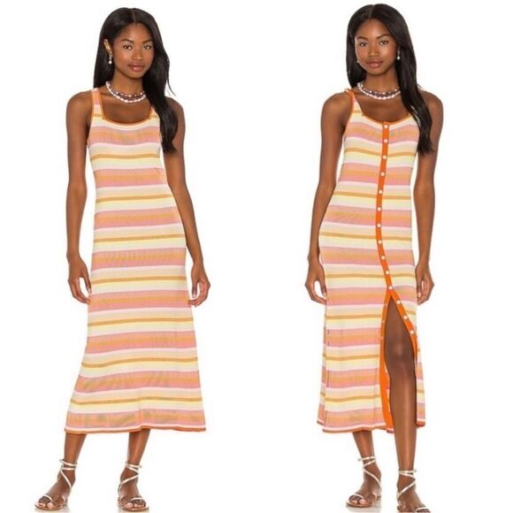 REVOLVE SOLID & STRIPED Kimberly Striped Tank Beach Dress Sorbet Small - Picture 2 of 9